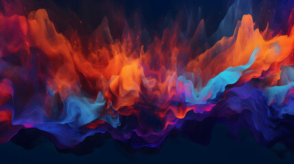 水や炎のように流れるオレンジ、青、紫の色彩 No.007  Orange, Blue, and Purple Colors Flowing like Water or Fire on a Background Generative AI - obrazy, fototapety, plakaty