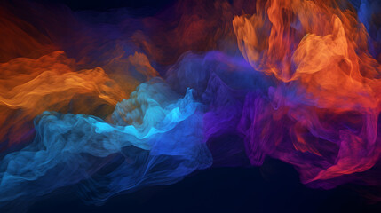 水や炎のように流れるオレンジ、青、紫の色彩 No.011  Orange, Blue, and Purple Colors Flowing like Water or Fire on a Background Generative AI