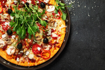 Super Healthy Vegan Vegetables and Mushrooms Pizza.