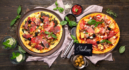 Homemade Meat Loves Pizzas with Pepperoni and Bacon.