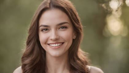 A Moment of Pure Joy: A Woman's Genuine Smile Radiates Positivity in this Heartwarming Portrait