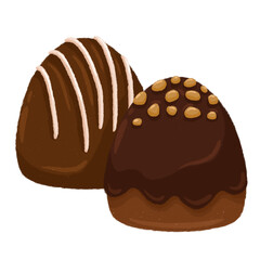Chocolate hand drawn cartoon style isolated on a white background