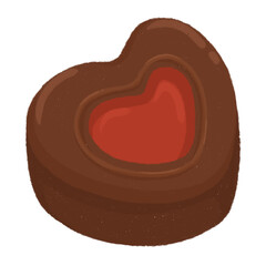 Chocolate with strawberry jam hand drawn cartoon style isolated on a white background