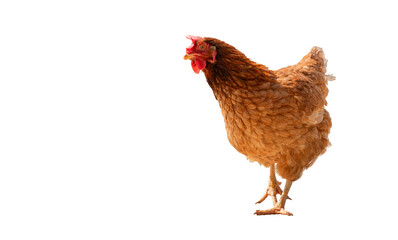 brown female chicken isolated on white background with Clipping Path