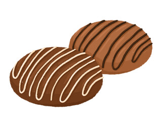 Chocolate pies hand drawn cartoon style isolated on a white background