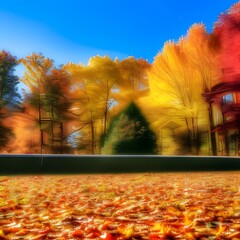 街路樹 秋 紅葉 美しい 高彩度 A