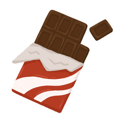Chocolate bars hand drawn cartoon style isolated on a white background
