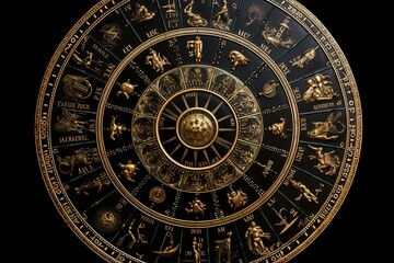 An artistic representation of the zodiac wheel. Generative AI