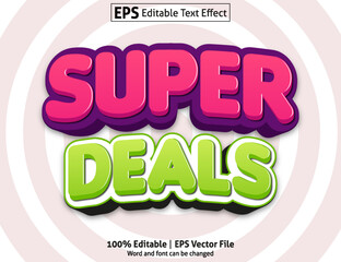Editable text effect - Super deals 3D Cartoon template style premium vector