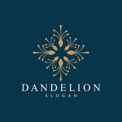 Dandelion Flower Logo Design Simple Vector Minimalist Symbol Template