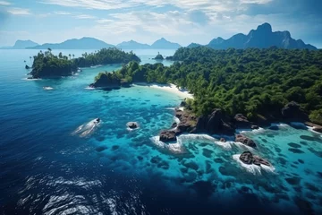 Abwaschbare Fototapete Bora Bora, Französisch-Polynesien Aerial view of tropical green islands. Holiday dream. Paradise