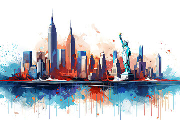 abstract New York illustration art colorful background