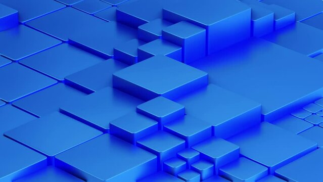 Cube geometric background , wave animation , blue coloured, simplify minimal, 4k resolution