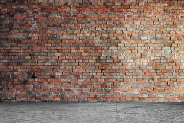 abstract grunge floor with red brick wall pattern texture background