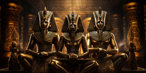 Statues of ancient Egyptian pharoahs.