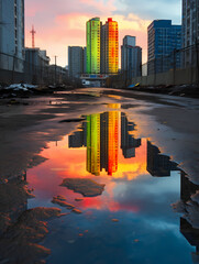 citiy skyline sunset