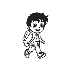 school boy hand drawn illustration vector