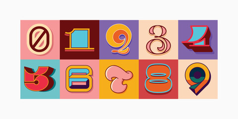 Vector creative colorfull geometry shapes' numerals. font alphabet vector illustrations.