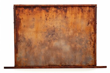 Rusted square metal signboard with no content on a white background. Generative AI