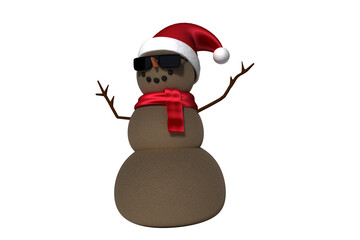 Digital png illustration of brown snowman in christmas hat on transparent background