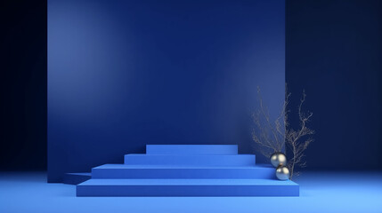 Blue Podium Geometry Composition Abstract Background
