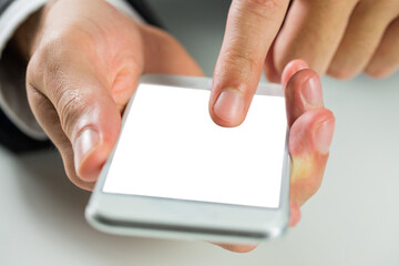 Digital png photo of caucasian man using smartphone with copy space on transparent background