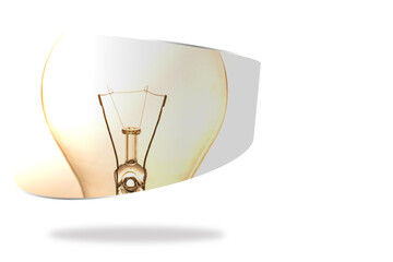 Digital png illustration of lightbulb on curved screen on transparent background