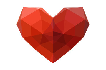 Digital png illustration of red 3d pixel heart on transparent background
