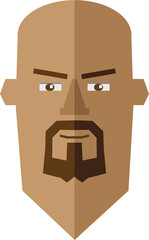 Digital png illustration of bald caucasian man with goatee beard on transparent background
