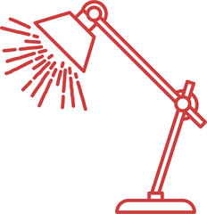 Digital png illustration of red desk lamp on transparent background