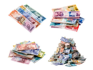 Currency Notes, transparent background, isolated image, generative AI
