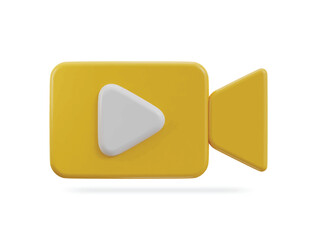3d play button on video camera icon