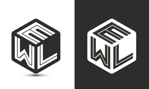 EWL letter logo design with illustrator cube logo, vector logo modern alphabet font overlap style.