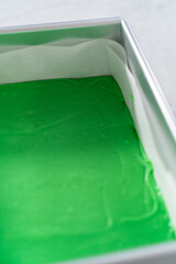 Green fudge with red hearts