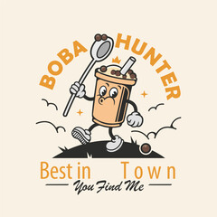 Boba Drink Design Logo