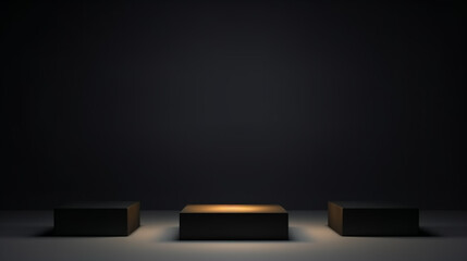 Black podium or pedestal display on dark background