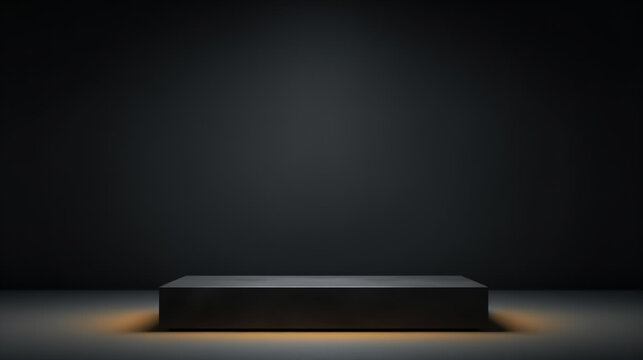 Black podium or pedestal display on dark background