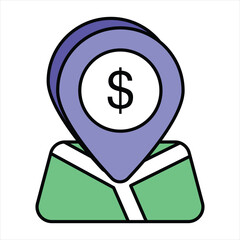 location color outline icon design style