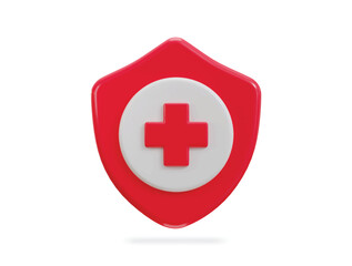 Shield with medical cross health icon