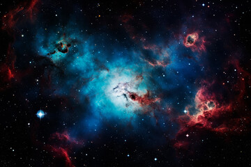 Blue space nebula. Generative AI