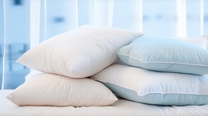 Soft Pillows and blanket on bed.