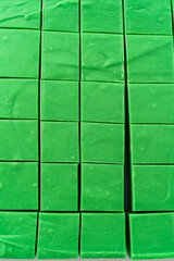 Green fudge with red hearts