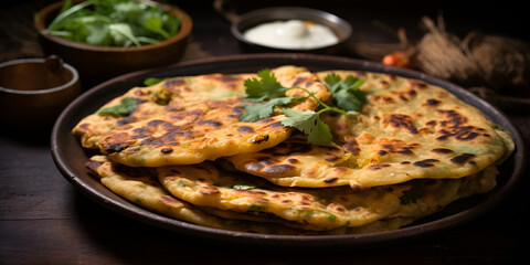 Stuffed Gobi Paratha or cauliflower paratha is a Indian flatbread. favourite breakfast or lunch menu in north India, served with curd and tomato ketchup