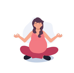 Pregnant Woman doing Meditation. Pregnancy Yoga and Meditation.  Pregnancy Meditation Art.
