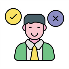 employe discision color outline icon design style