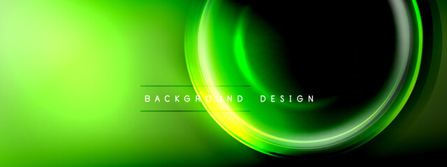 Obraz premium Circles lines and bubbles on bright glowing effect gradient with light and shadow effects. Dynamic interplay of light, shadow and depth. Futuristic and rhythmic technology design