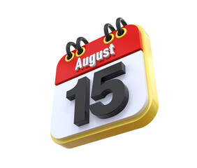 15 August Calendar 3d icon 