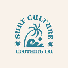 Vintage surf logo design template for surf club surf shop surf merch