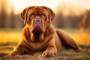 Dogue de Bordeaux Dog - Portraits of AKC Approved Canine Breeds - obrazy, fototapety, plakaty