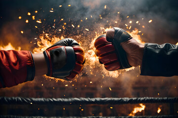 fire hands in fists will give a hit AI generated image